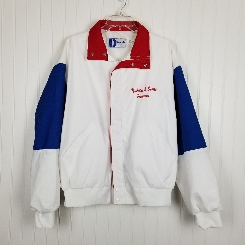 Dunbrooke Windbreaker Men's Size Large Vintage USA Made Full Zip Red White Blue - Picture 9 of 9